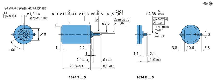 FAULHABER S/G 系列 1624 ... S 的FAULHABER