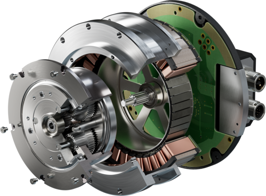 Schematic exploded view showing the structure of a brushless flat motor 9317 ... BXI G from FAULHABER.