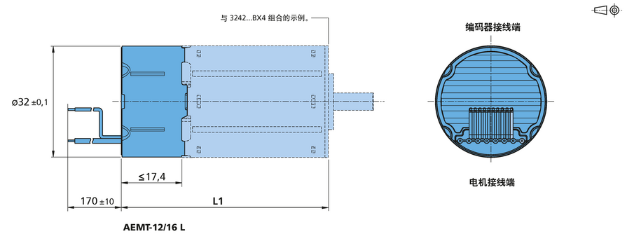 绝对式编码器 系列 AEMT-12/16 L 的FAULHABER