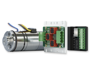 来自 FAULHABER 的各种直流电机附件（制动器、电子滤波器、编程适配器）。