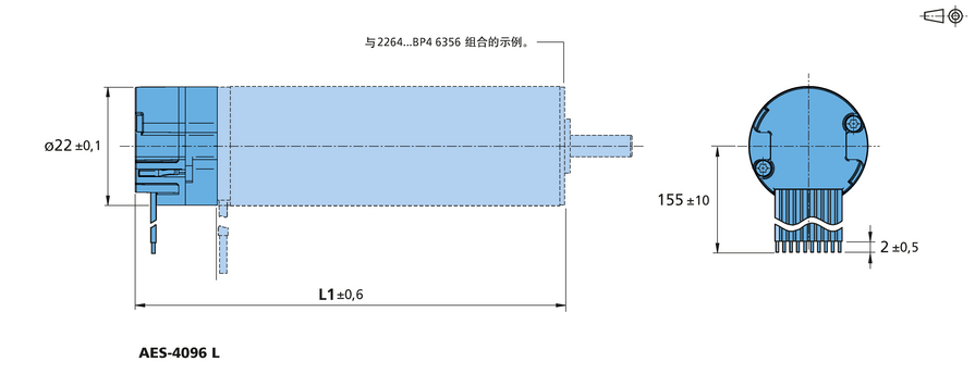 绝对式编码器 系列 AES-4096 L 的FAULHABER