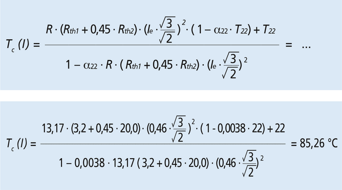 Formula and calculation of the coil temperature of a linear motor