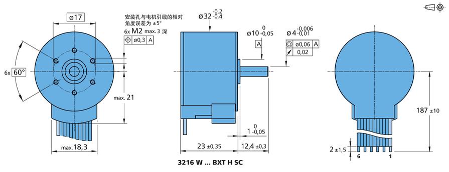 FAULHABER BXT SC 系列 3216 ... BXT H SC 的FAULHABER