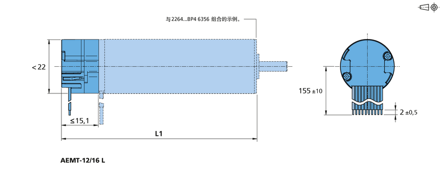 绝对式编码器 系列 AEMT-12/16 L 的FAULHABER