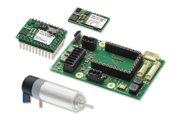 FAULHABER Tutorial Electronics reliability and failure rate - MC3001 and IEP3 group image Group photo of several FAULHABER MC3001 motion controllers and an IEP3 encoder.