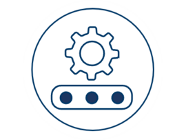 [Translate to Chinese:] Icon with a gear and conveyor belt symbolizing the production phase in the project management process.