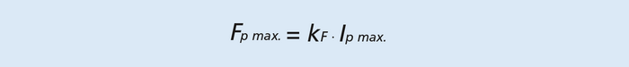 Formula of the peak force for the selection of a linear motor