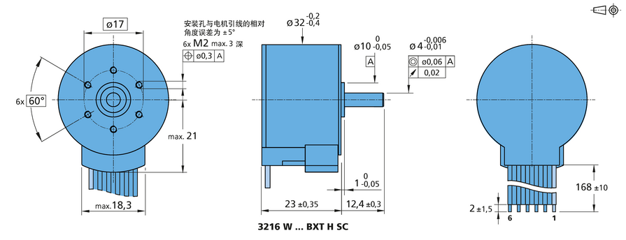 FAULHABER BXT SC 系列 3216 ... BXT H SC 的FAULHABER