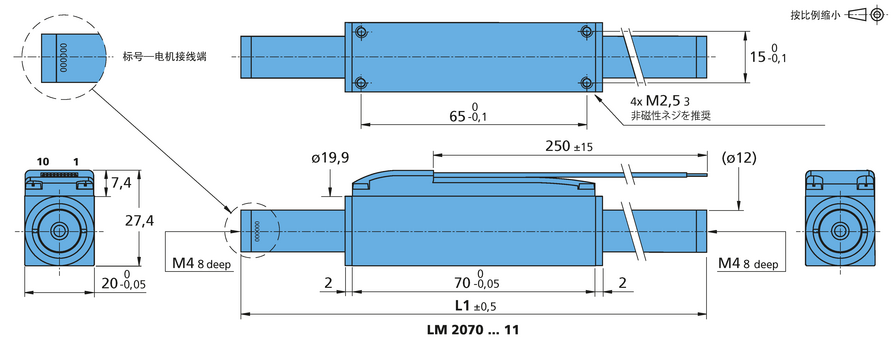 线性直流伺服电机 系列 LM 2070 ... 11 的FAULHABER